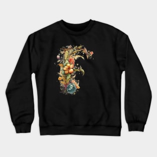 Floral Garden Watercolor Monogram Letter F Crewneck Sweatshirt